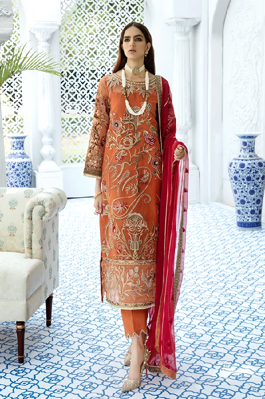 Latest Pakistani Designer Dress In Rust Maroon Combination # CA111