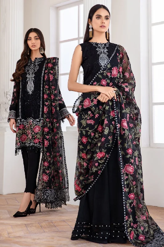 Jazmine Black Chiffon Dress with Embroidery #Y6165