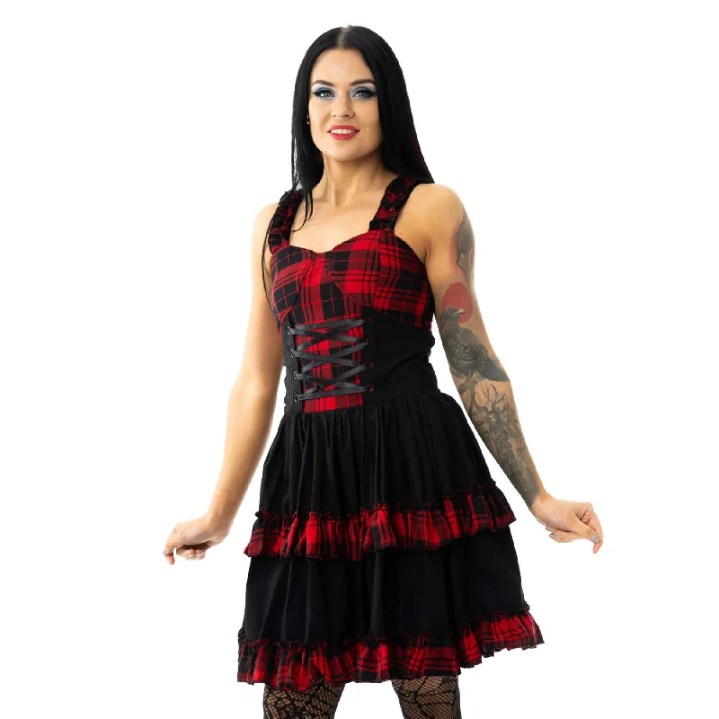 PARISA DRESS - BLACK/RED CHECK
