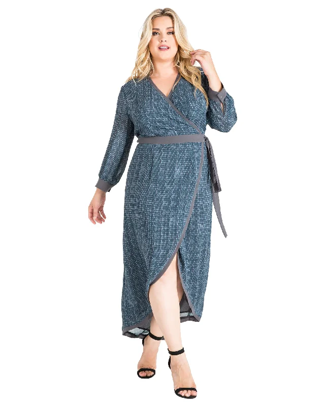 Arya Wrap Chiffon Dress | Blue