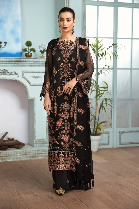 Formal Chiffon Pakistani Dress in Black Color #PF286