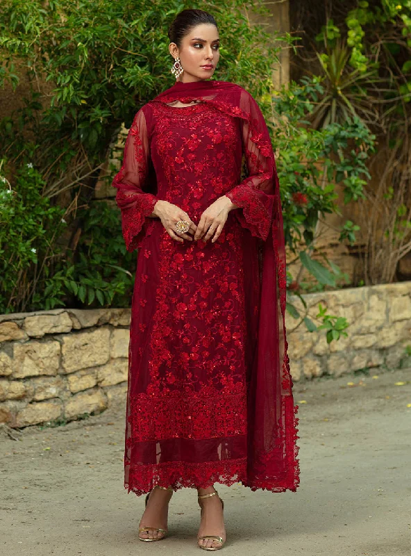 Elegant Long Dress Pakistani In Maroon Shade #PF234