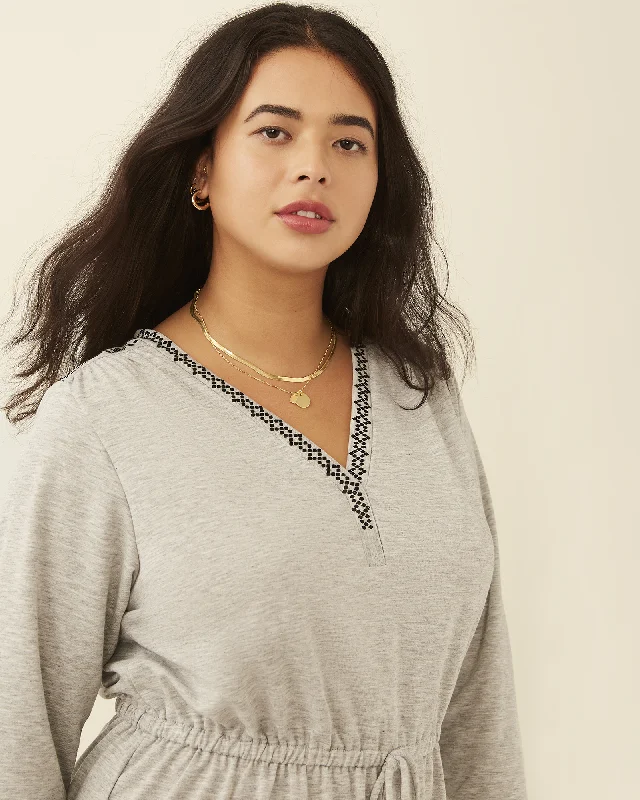 Leslie Drawstring-Waist Knit Dress | Light Grey