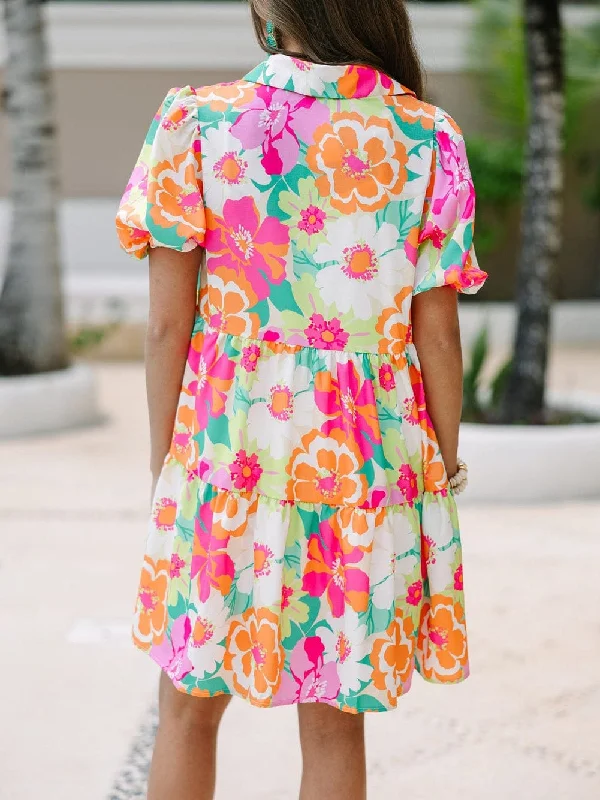 Playful Floral Print Dress