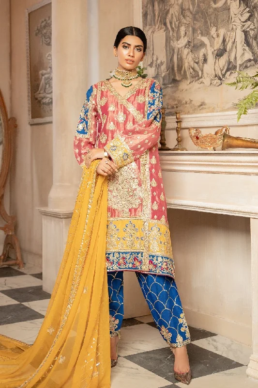 Pakistani Angrakha Dress In Beautiful Color Combination # CA119