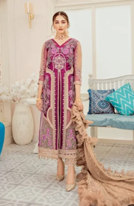 Imrozia Chiffon Dress in Magenta Color #Y2079