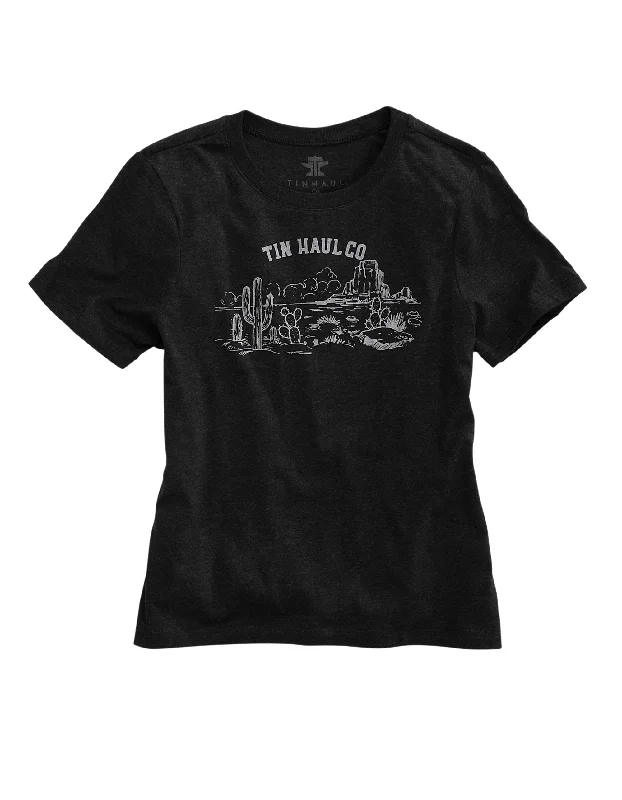 WOMENS SHORT SLEEVE TIN HAUL T SHIRT CO DESERT SCENE SCREEN PRINT WITH TRIBLEND Comfortable Loose Short Sleeve