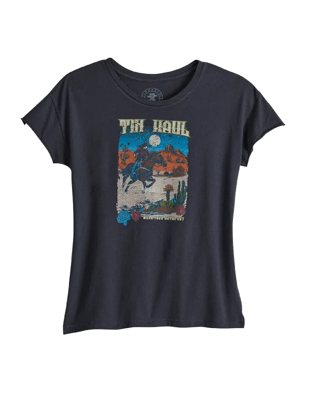 WOMENS SHORT SLEEVE TIN HAUL WOMEN RIDER IN DESERT SCENE T SHIRT WITH DISTRESHORT SLEEVE GARMENT WASHED Comfortable Stretch Short Shirt WOMENS SHORT SLEEVE TIN HAUL WOMEN RIDER IN DESERT SCENE T SHIRT WITH DISTRESHORT SLEEVE GARMENT WASHED Comfortable Stretch Short Shirt