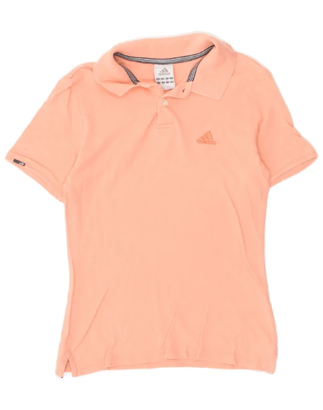 ADIDAS Womens Polo Shirt UK 8 Small Pink Cotton Chic Embellished Short Sleeve