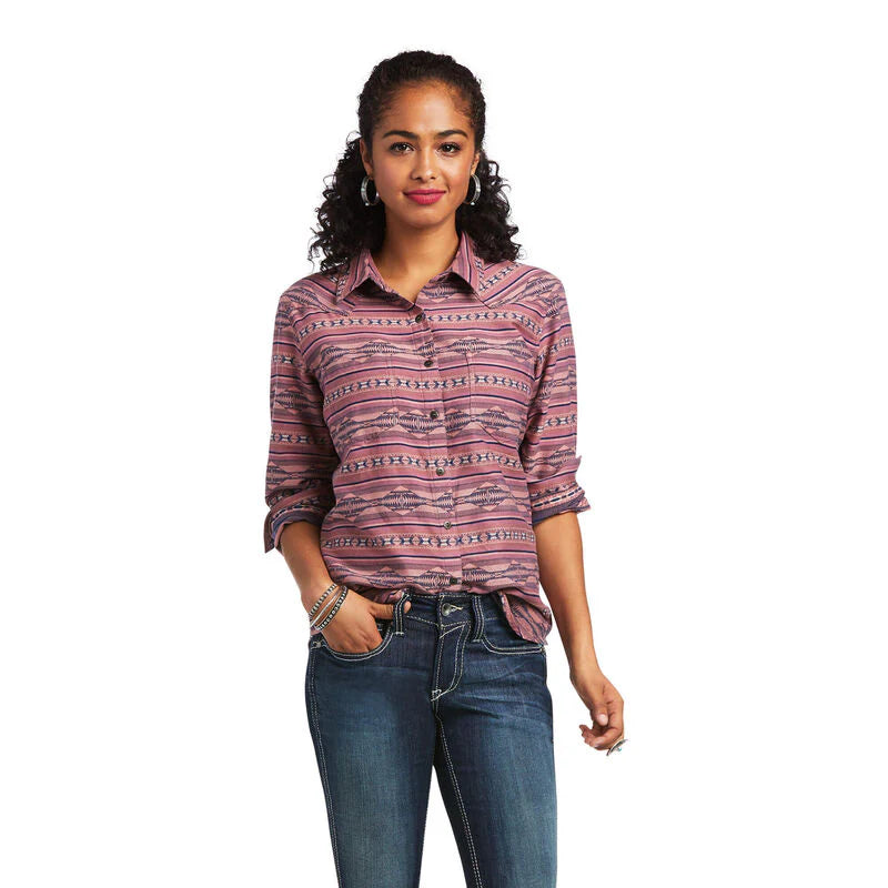Ariat Ladies REAL Billie Jean Western Shirt - Zona Jacquard Comfortable Fit Short Shirt Ariat Ladies REAL Billie Jean Western Shirt - Zona Jacquard Comfortable Fit Short Shirt