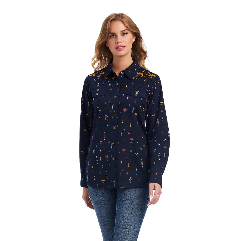 Ariat Ladies REAL Dakota Western Shirt Soft Silk Short Sleeve