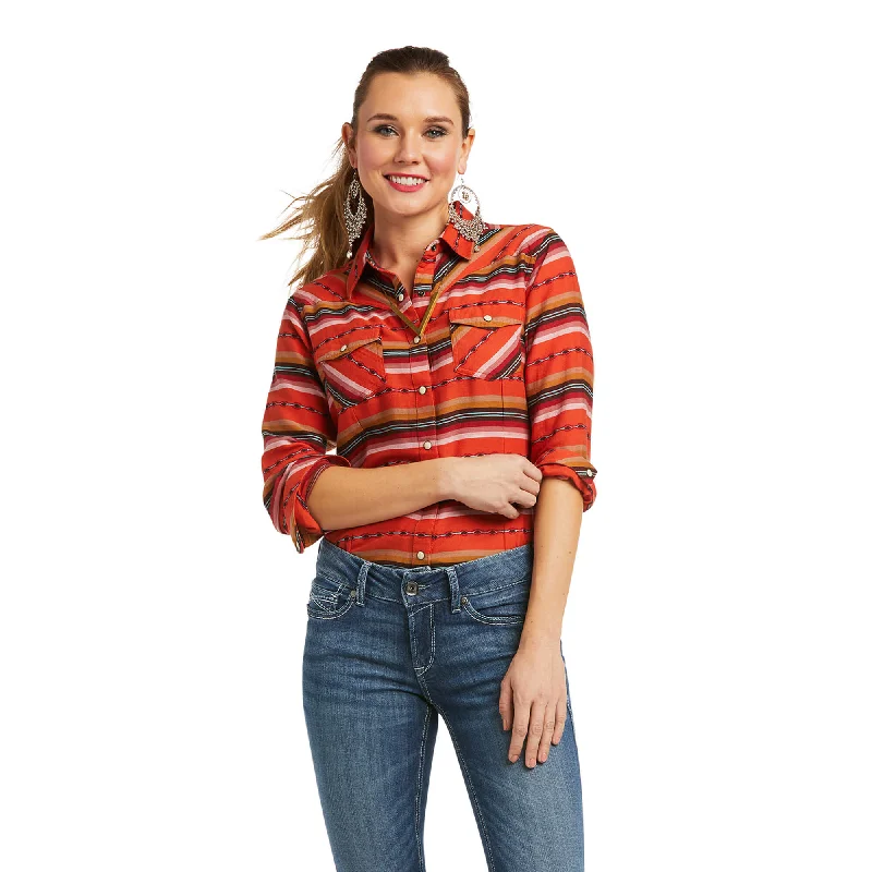 Ariat Ladies REAL Oasis Serape Western Shirt - Orange Comfortable Graphic Short Sleeve Ariat Ladies REAL Oasis Serape Western Shirt - Orange Comfortable Graphic Short Sleeve