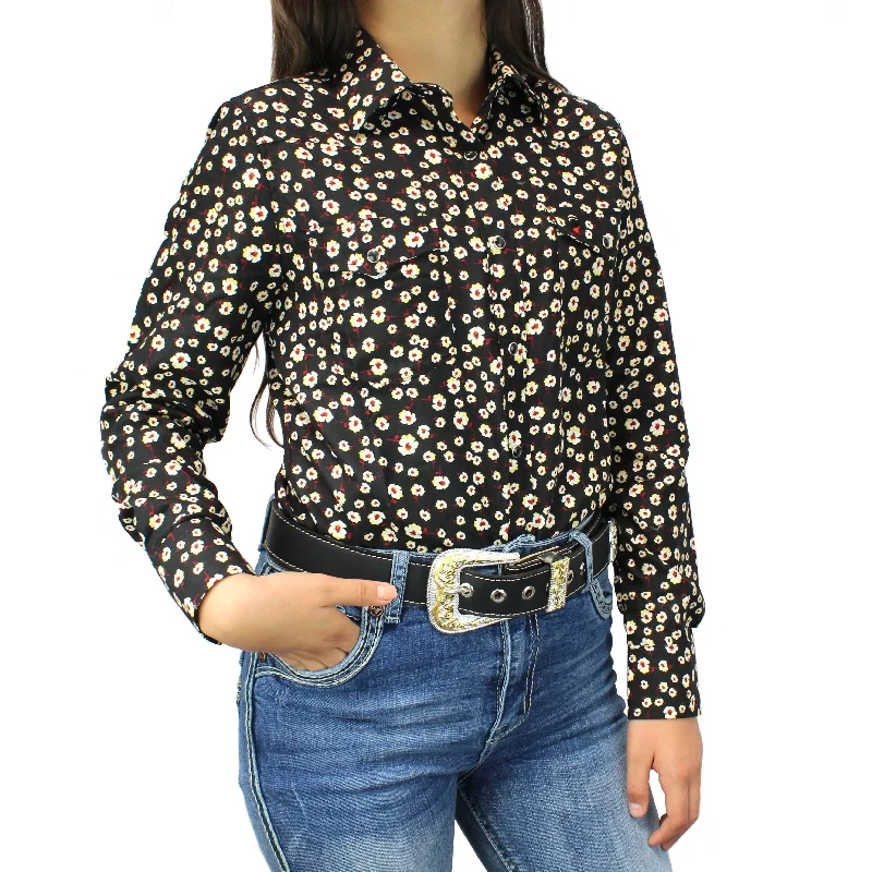 Bandoleros Western Cowgirl Shirt - Black Trendy Sleeveless Short Shirt