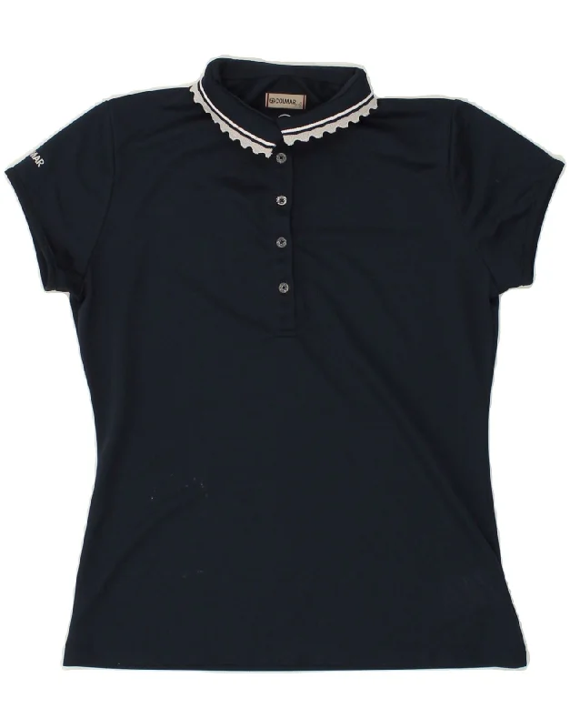 COLMAR Womens Polo Shirt UK 10 Small Navy Blue Polyester Classic Button-Up Short Tee