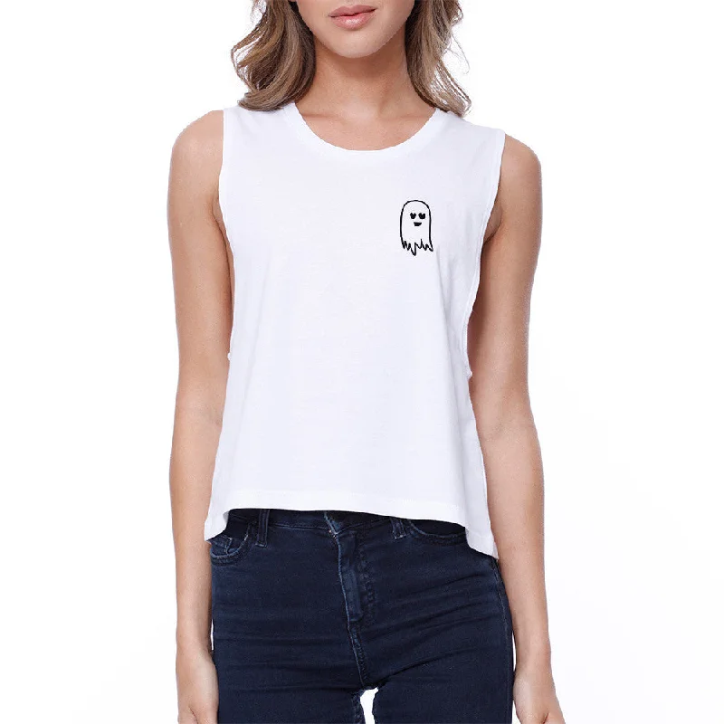 Cute Pocket Ghost Crop Tee Halloween Sleeveless Shirt Junior Tanks Comfortable Fitted Short Sleeve Cute Pocket Ghost Crop Tee Halloween Sleeveless Shirt Junior Tanks Comfortable Fitted Short Sleeve