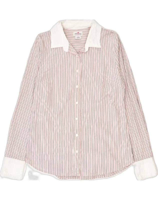 J. CREW Womens Shirt UK 10 Small Pink Striped Cotton Casual Button-Down Short Shirt