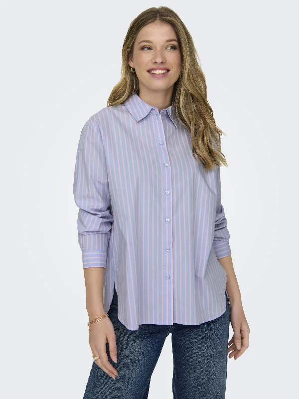 JDY Nelly Long Sleeve Loose Shirt-CASHMERE BLU Casual Cotton Short Shirt
