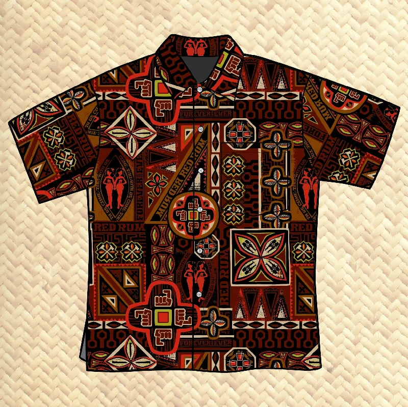 Jeff Granito's 'Red Rum' - Classic Aloha Button Up-Shirt - Unisex - Ready to Ship! Relaxed Fit Short Blouse Jeff Granito's 'Red Rum' - Classic Aloha Button Up-Shirt - Unisex - Ready to Ship! Relaxed Fit Short Blouse