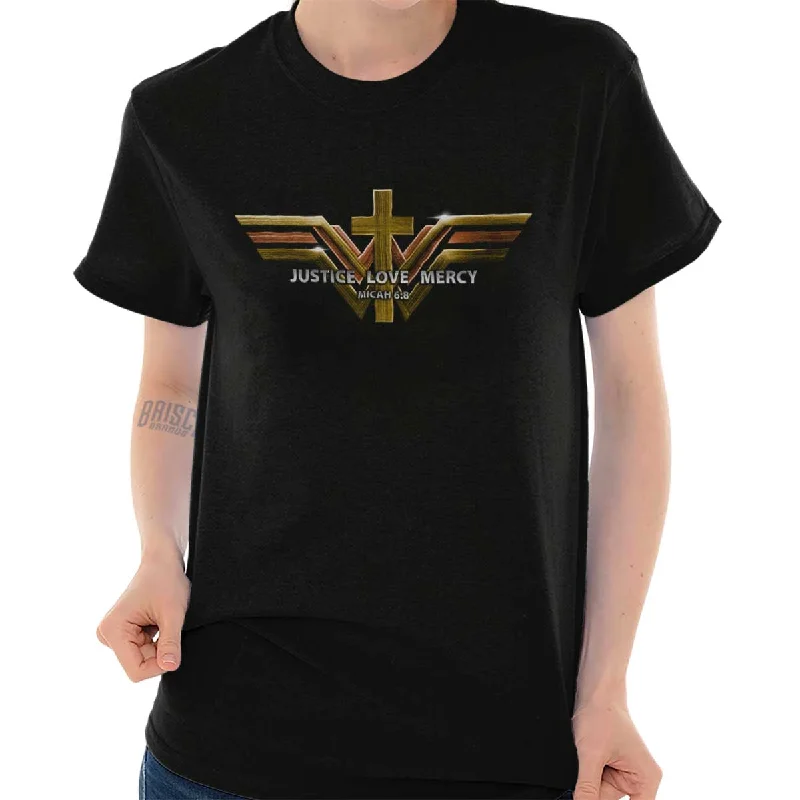 Justice Love Mercy T Shirt Cozy Summer Short Shirt