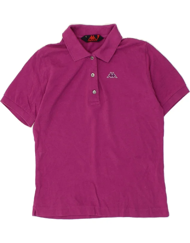 KAPPA Womens Polo Shirt UK 10 Small Purple Trendy Button-Front Short Sleeve