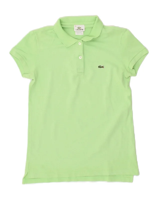 LACOSTE Womens Polo Shirt Size 38 Medium Green Cotton Stylish Crew Neck Shirt