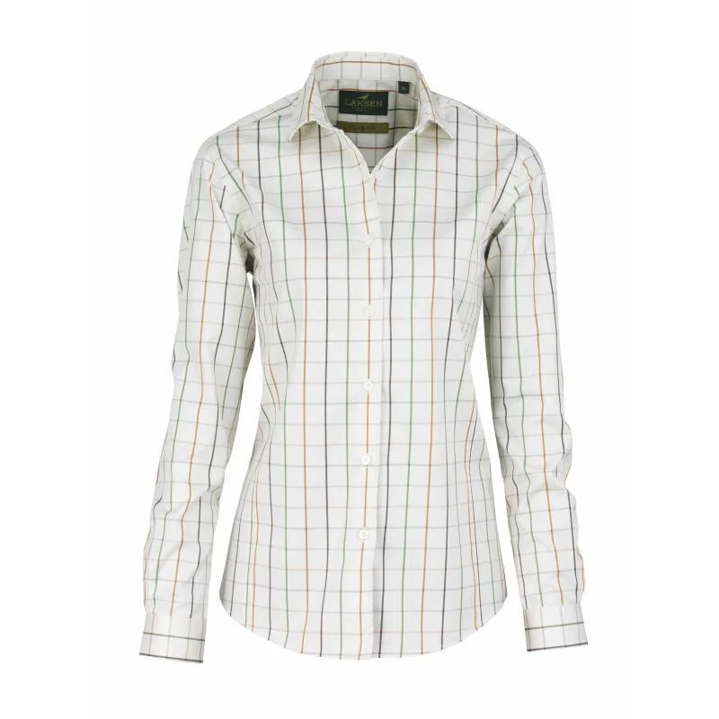 Laksen Christy Ladies Check Shirt - Gold Stylish Split-Hem Short Shirt