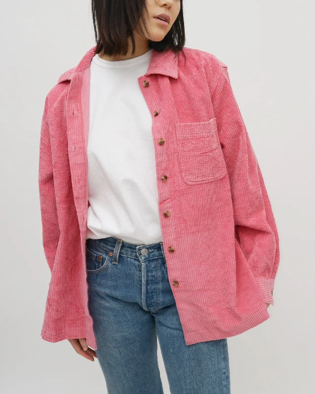 Corduroy Shirts / Pink Comfortable Stretch Short Shirt