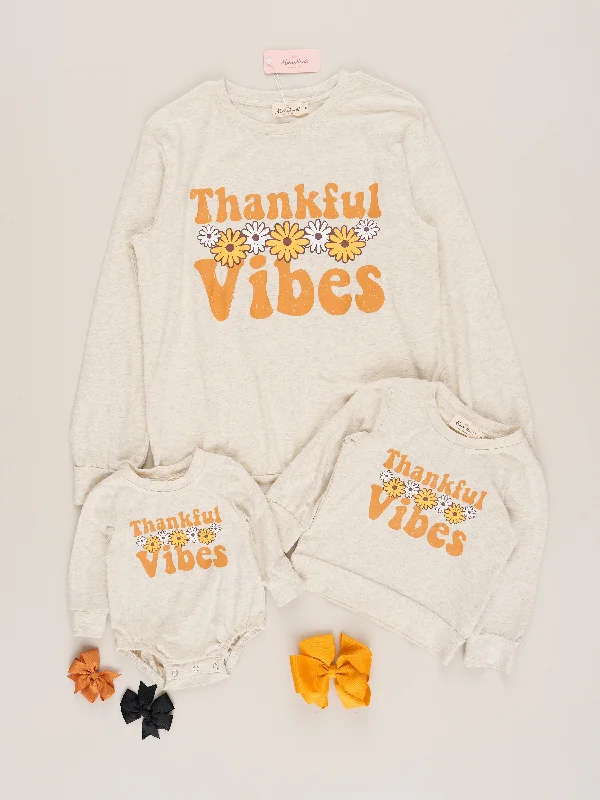 Mom & Me "Thankful Vibes" Shirt Casual Boxy Short Shirt
