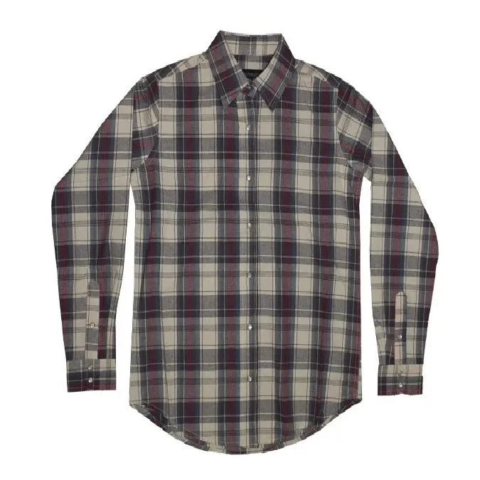 MWG Ladies Flannel Plaid Shirt Elegant Draped Short Sleeve