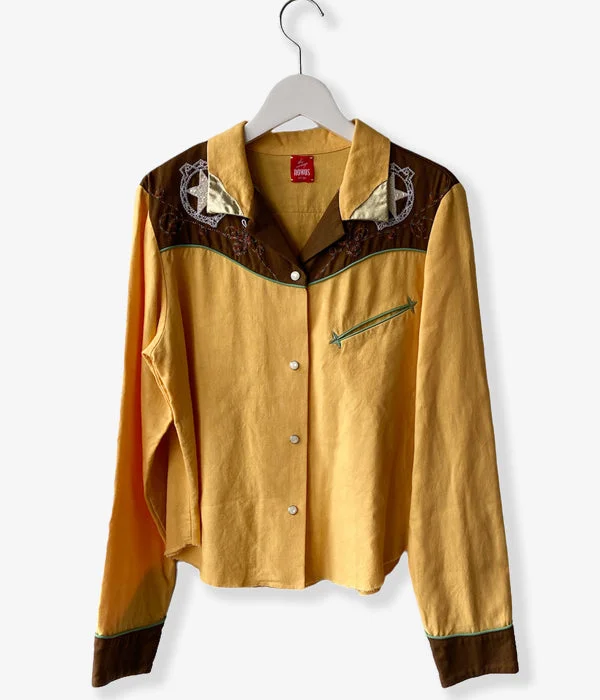 nowos/WESTERN SHIRTS(YELLOW) Elegant Silk Short Shirt