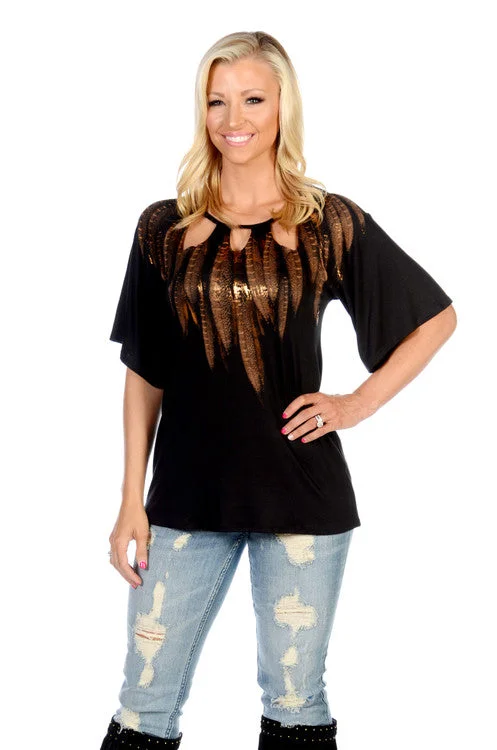 Peekaboo Feathers - Ladies USA Made Shirt Soft Cotton Short Shirt