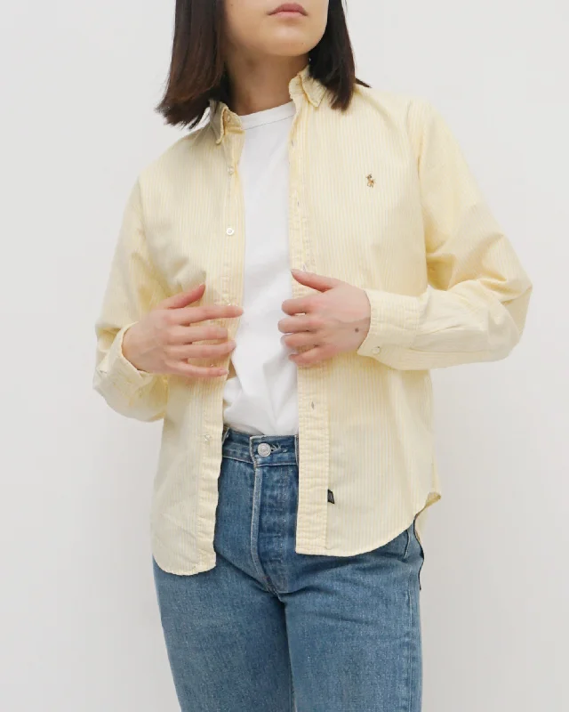 Oxford Shirts / Yellow Stripe Casual Button-Down Short Shirt