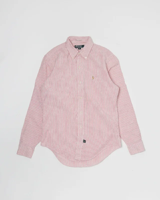 Oxford Shirts / Pink Stripe Stylish Printed Short Shirt