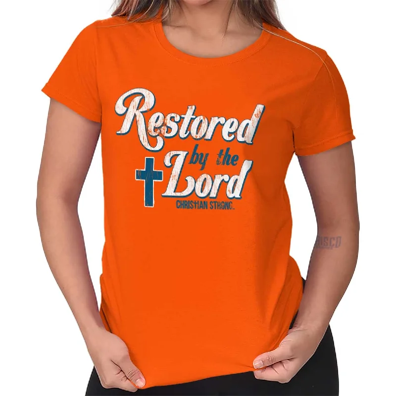 Restored by Lord Jes Ladies T Shirt Trendy Tie-Front Short Shirt