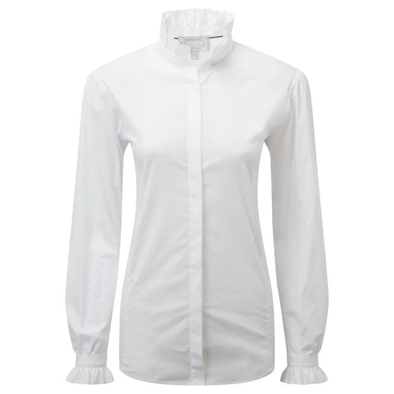 Schoffel Fakenham Ladies Shirt - White Stylish Striped Short Sleeve