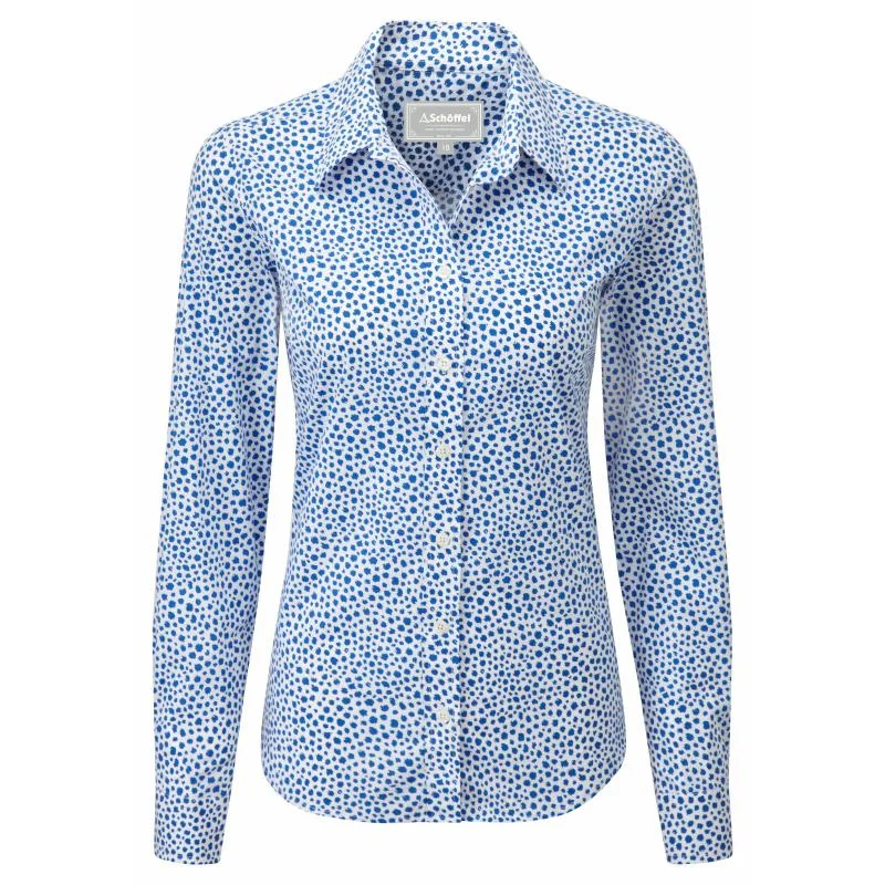 Schoffel Suffolk Ladies Cotton Shirt - Blue Modern Casual Short Sleeve