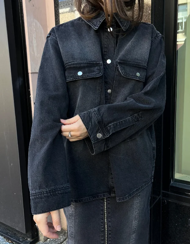 Siggas Shirt in Black Fashionable Tied Short Sleeve