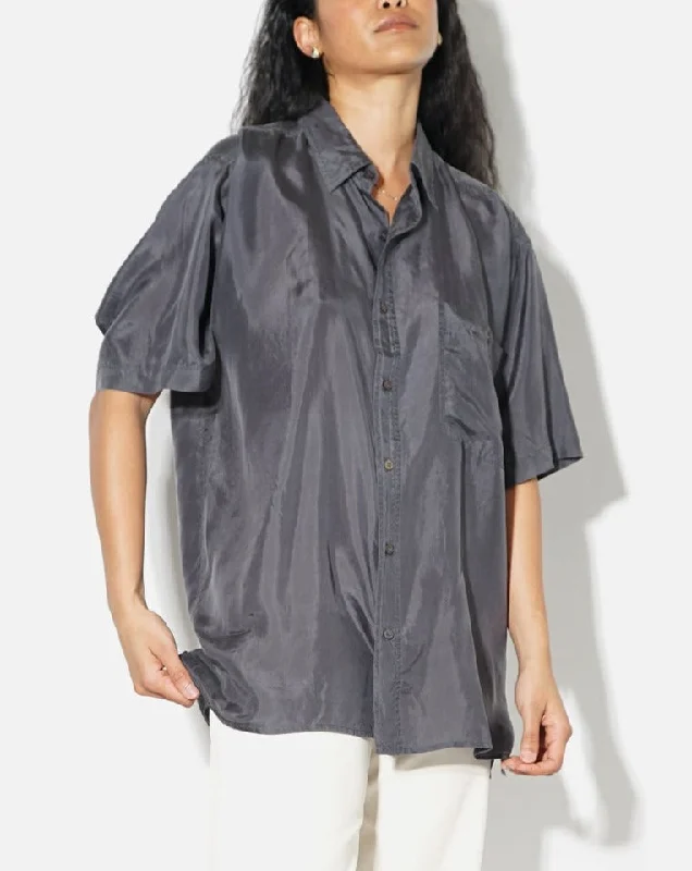 Silk Shirts Short Sleeve Basic Comfortable Summer Short Shirt