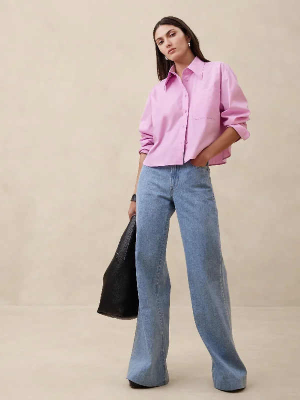 The Boxy Crop Shirt Comfortable Short Sleeve Tunic