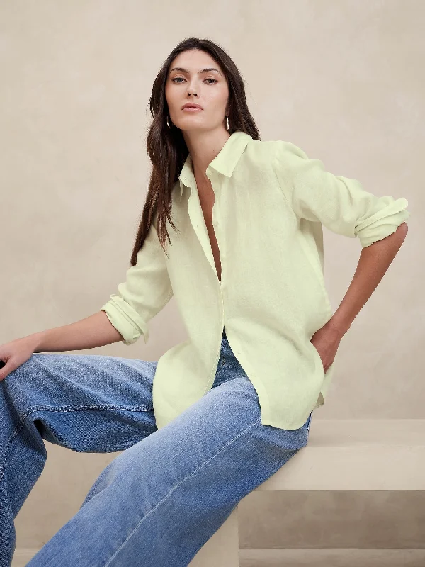 The Perfect Linen Shirt Elegant High-Low Short Shirt