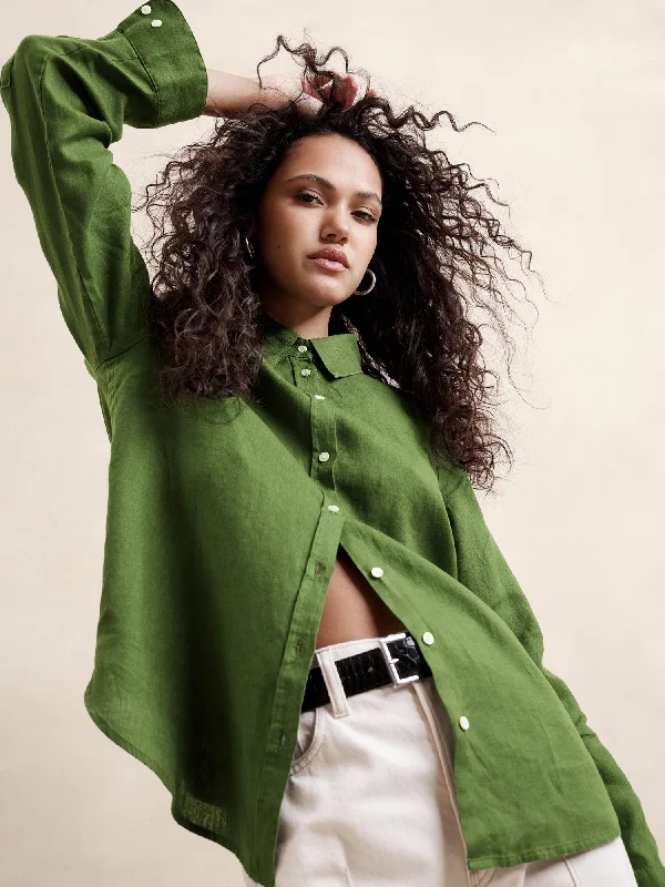 The Perfect Linen Shirt Relaxed Fit Short Sleeve Top