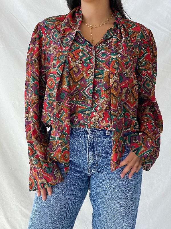 Vintage Devernois Paris Printed Button Up Full Sleeve Shirt - M Stylish Round Neck Shirt Vintage Devernois Paris Printed Button Up Full Sleeve Shirt - M Stylish Round Neck Shirt