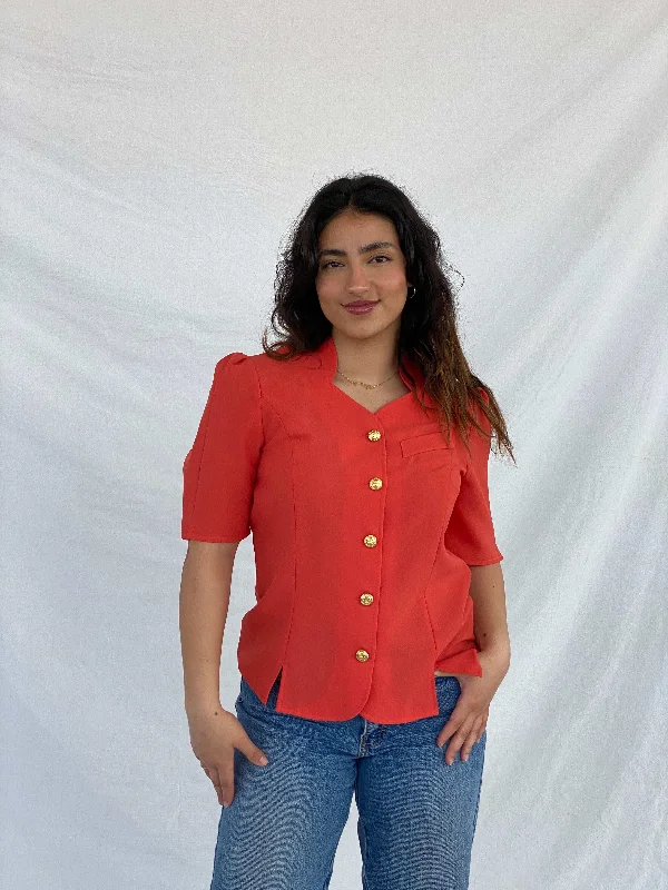 Vintage Handmade Half Sleeve Shirt Classic Basic Short Shirt