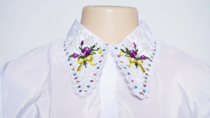 Women Collar Shirt (46”) Casual Ruffle Short Shirt