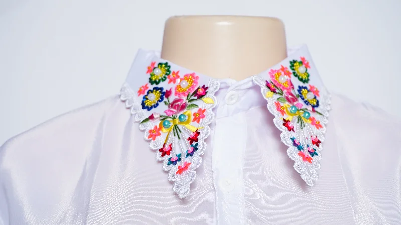 Women Collar Shirt (48") Casual Ruffle Short Shirt