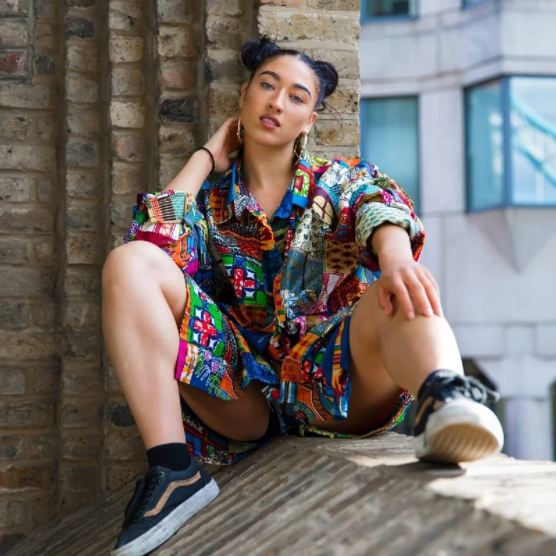 Women's African Patchwork Shirt Classic Casual Short Sleeve