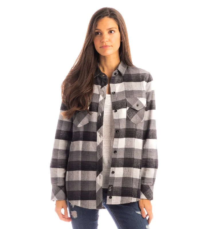 Women's Hemlock Rugged Overshirt- Lightning Grey / Flies Lining Fashionable Tied Short Sleeve Women's Hemlock Rugged Overshirt- Lightning Grey / Flies Lining Fashionable Tied Short Sleeve