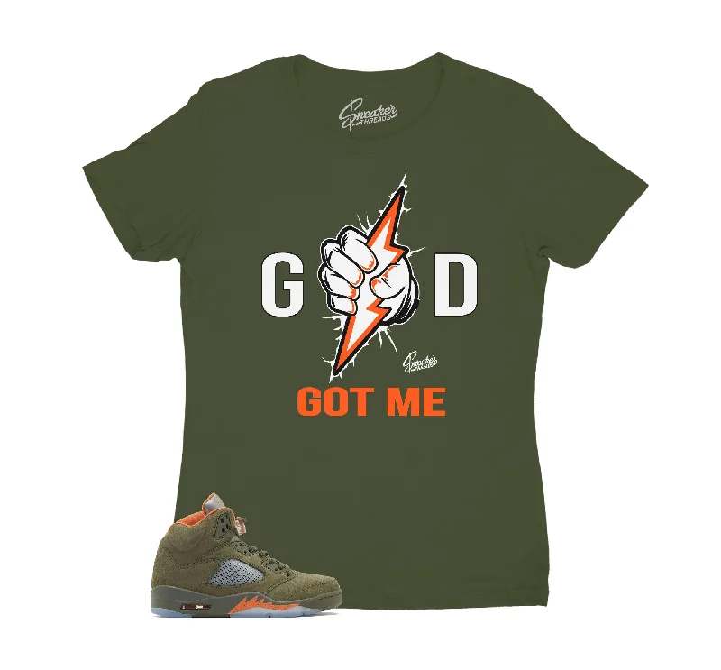 Womens - Olive 5 Gods plan Shirt Classic Cropped Short Sleeve