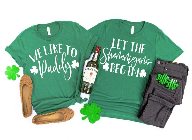 St. Patrick's Day Party Shirts We Like to Paddy Elegant Off-Shoulder Short Shirt