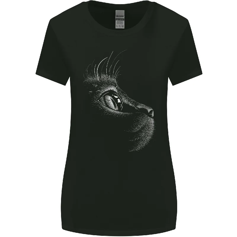 A Cute Cat Face Womens Wider Cut T-Shirt Cashmere Blend Cotton Blend Poly Blend